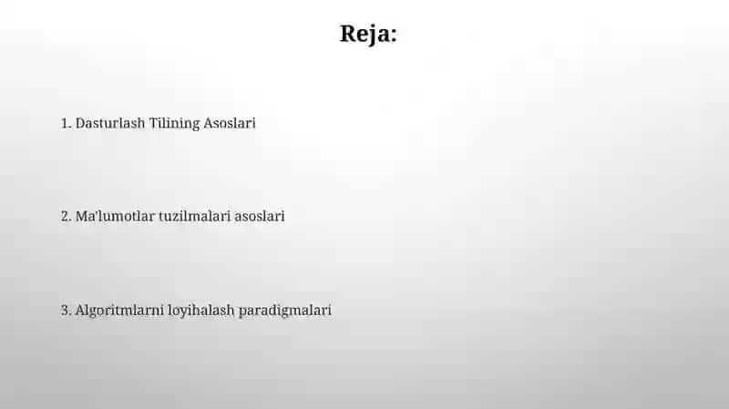 Algaritimlashtirish va dasturlash asoslari 2