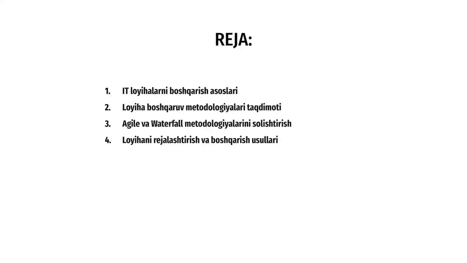 IT loyihalarni boshqarish, Loyiha boshqaruv metodologiyalari solishtirishi 2