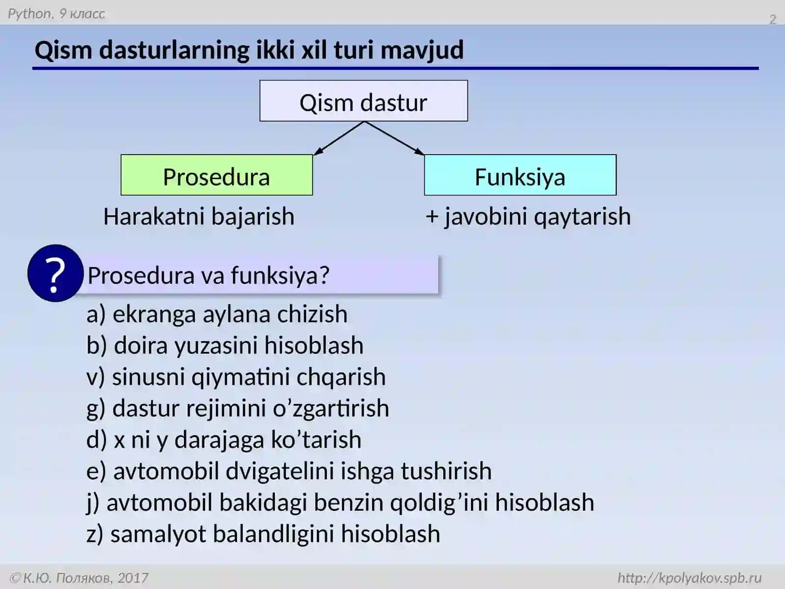 Funksiyalar va modullar 2