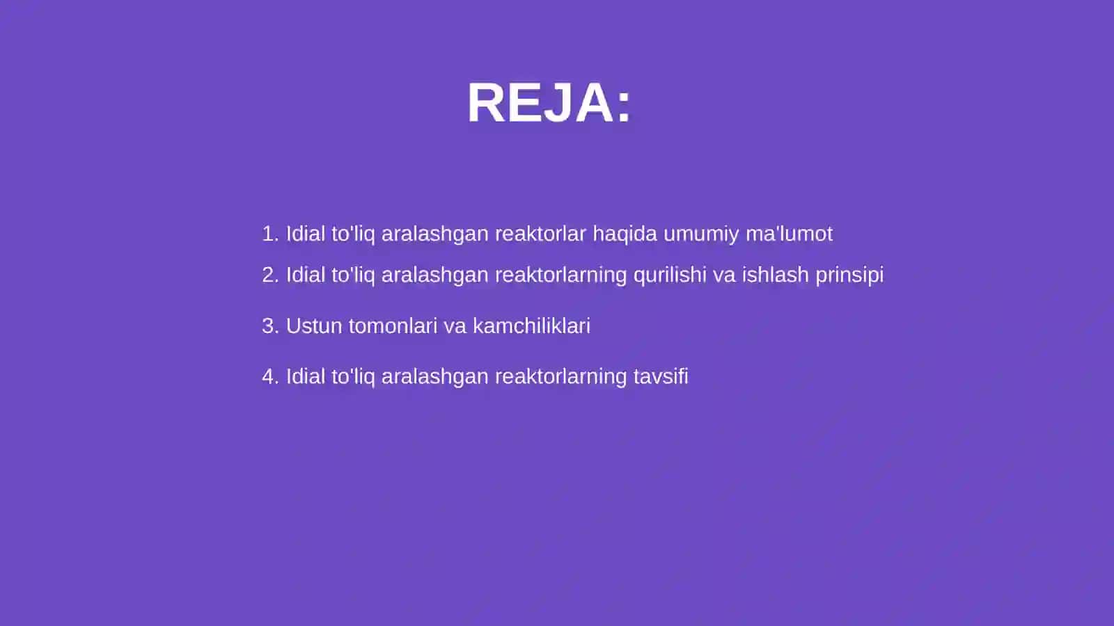 Idial to'liq aralashtrlagan reaktorlar 2