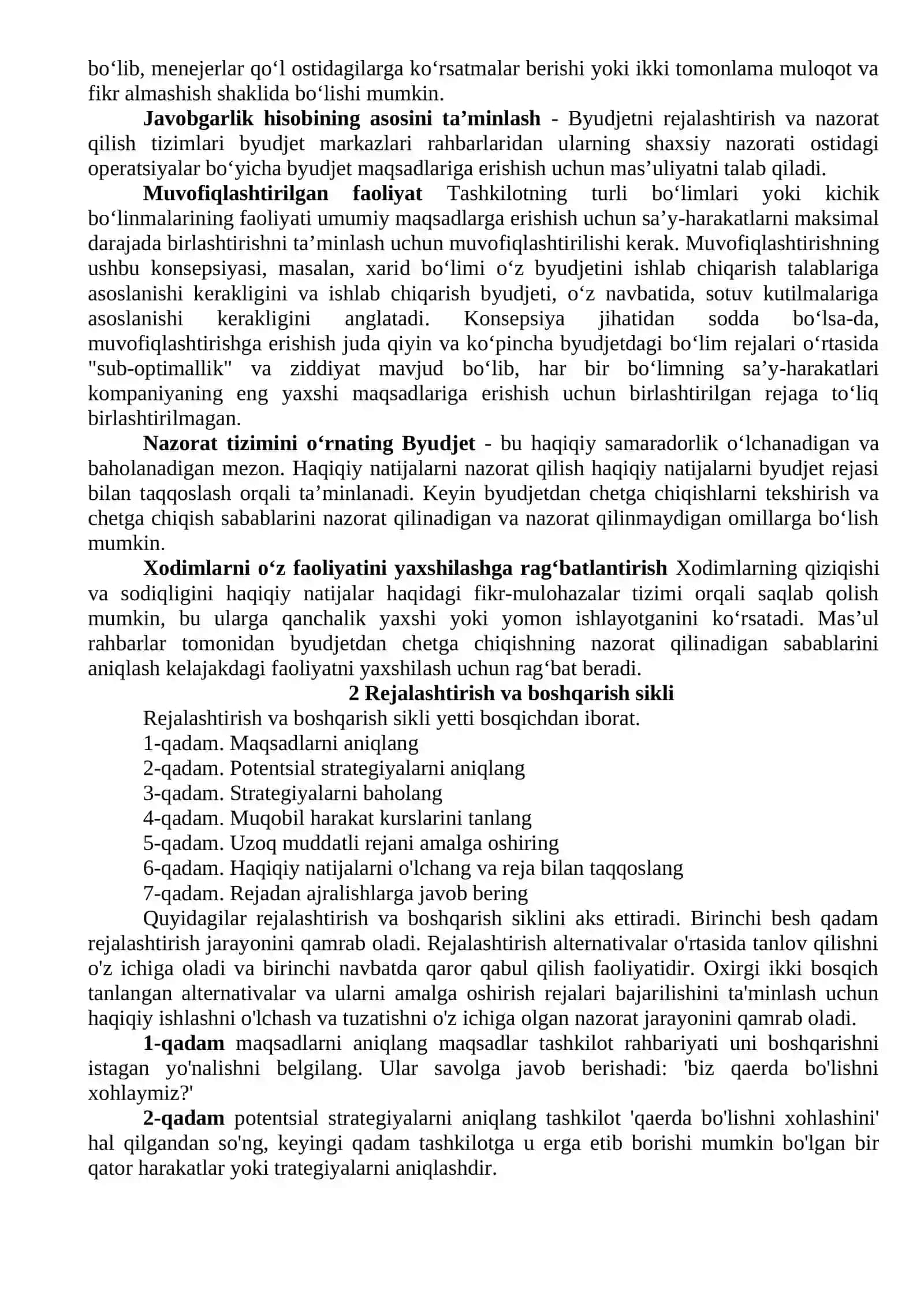 Qayta ko‘rib chiqish - Byudjetlashtirish tizimlarining vazifalari 2