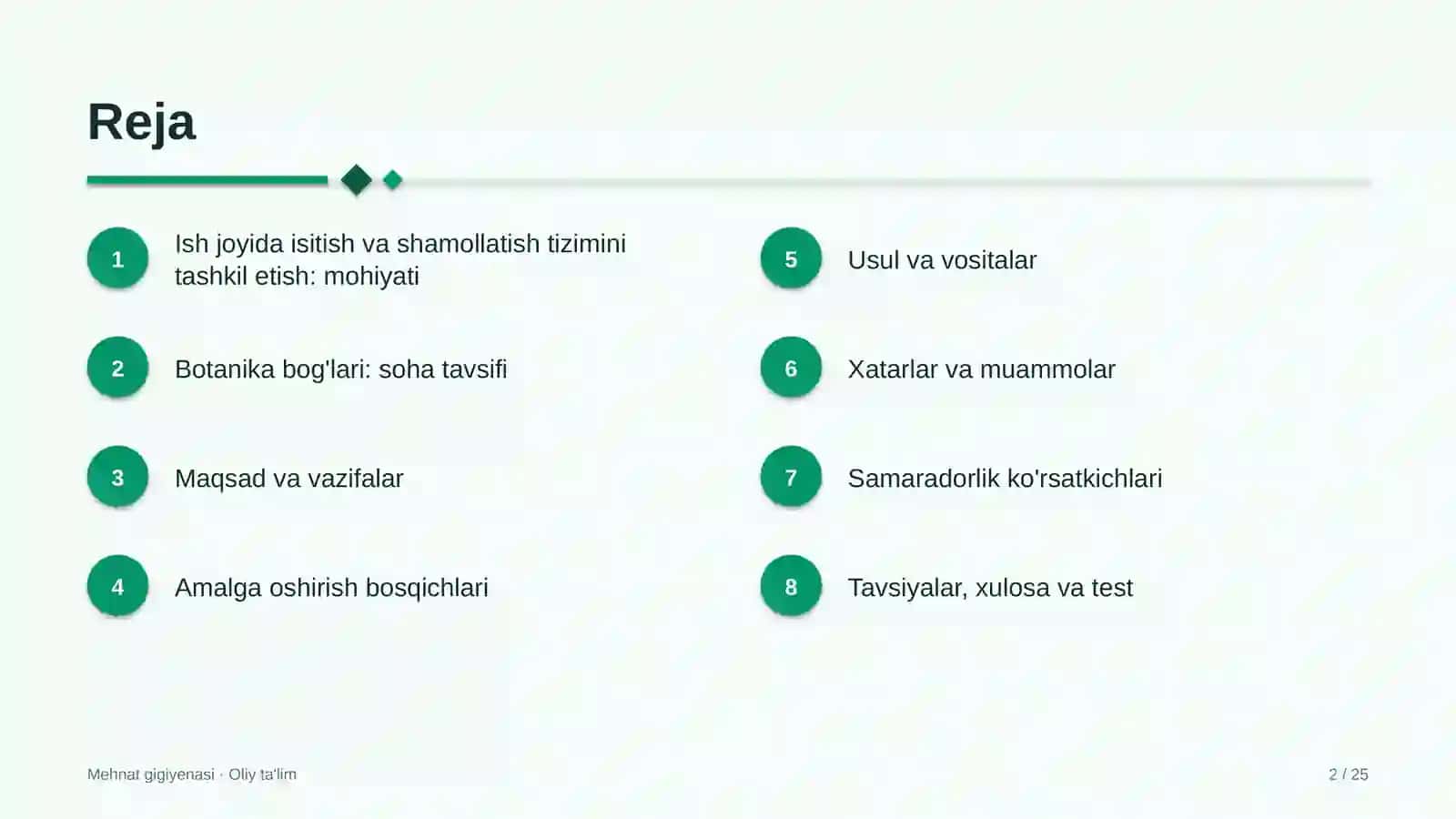 Botanika bog'larida ish joyida isitish va shamollatish tizimini tashkil etish 2