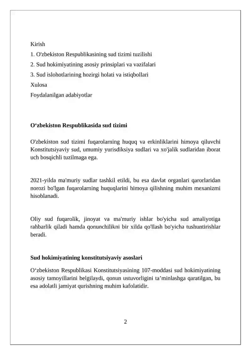 Oʻzbekiston Respublikasida Sudlov tizimi 2