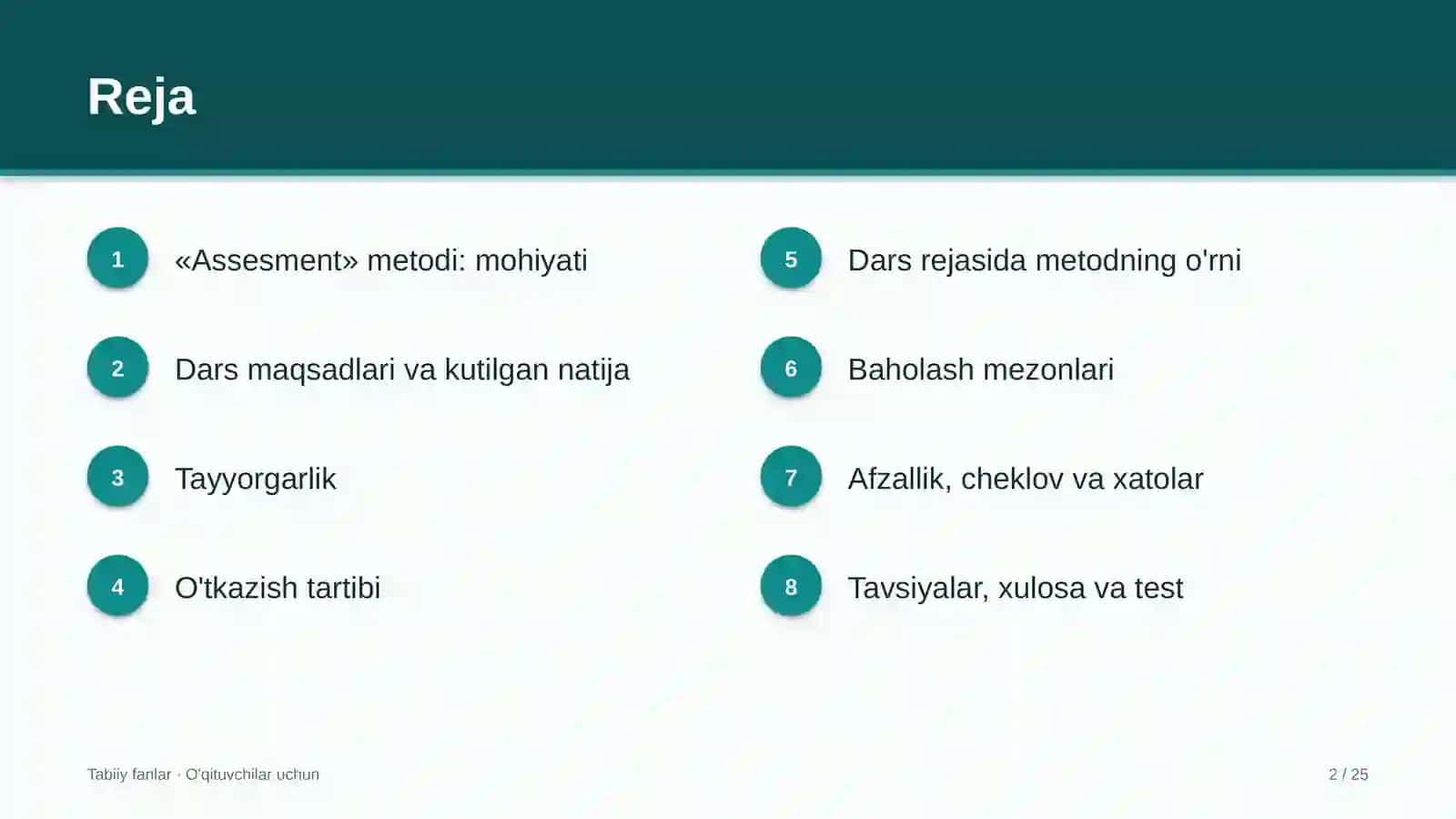tabiiy fanlar darslarida assesment metodidan foydalanish 8422 2