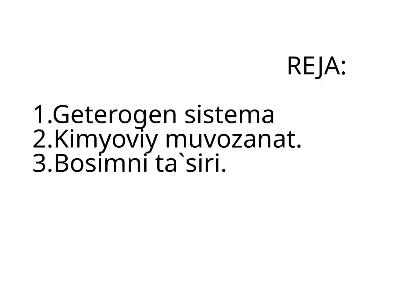 Geterogen sistemalarda bo`ladigan kimyoviy muvozanatlar 2