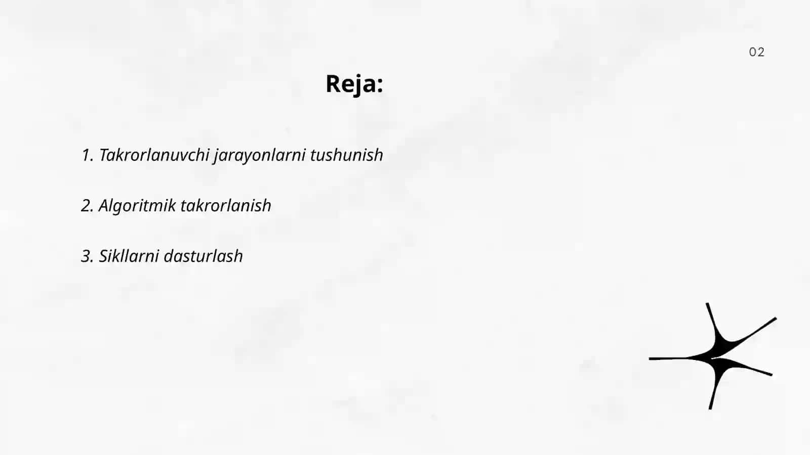 Takrorlanuvchi jarayonlarni dasturlash 2