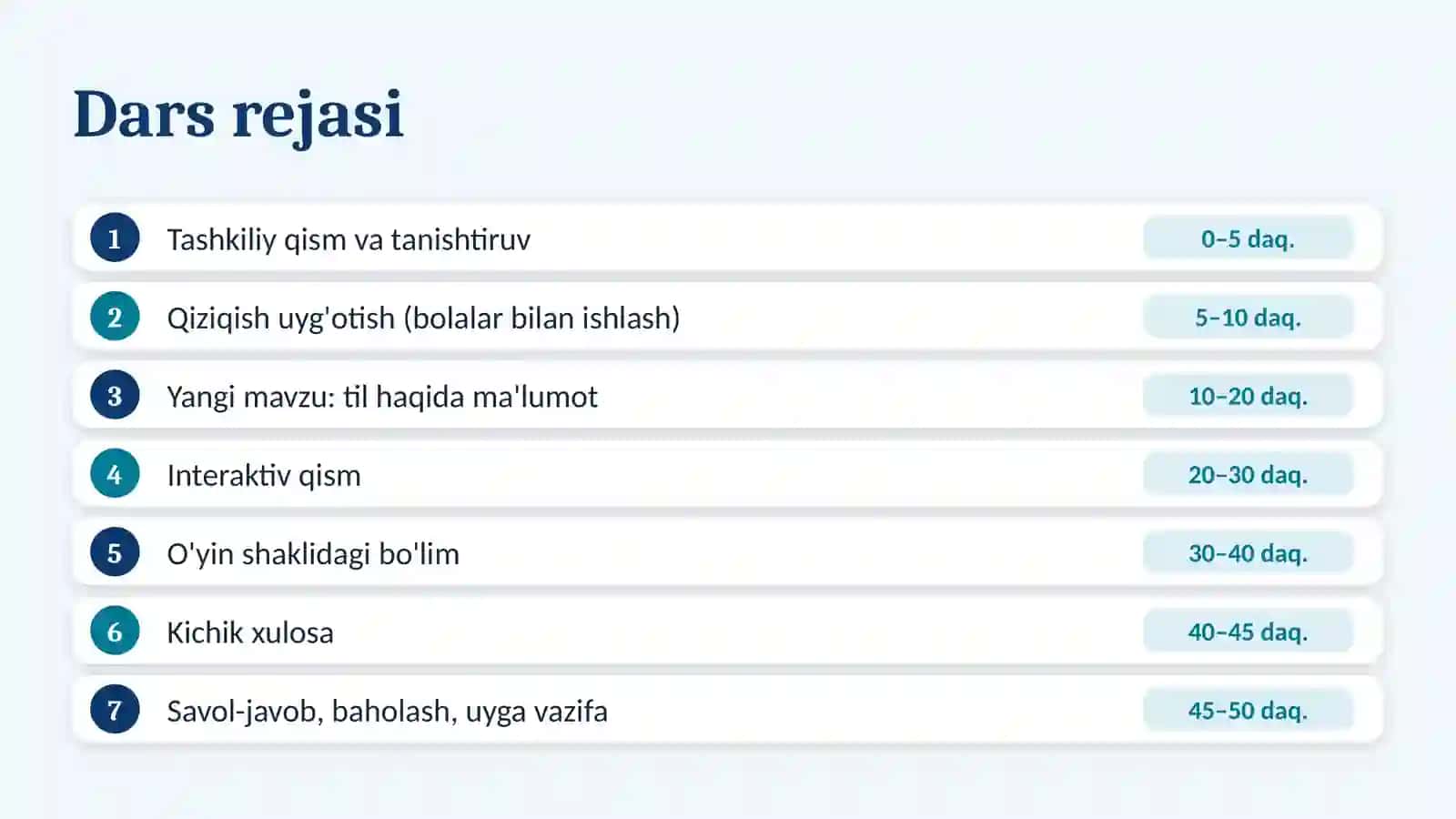 21 - oktabr. OCHIQ DARS REJASI. O'zbek tiliga davlat tili berilgan kun mavzusida ochiq dars 2