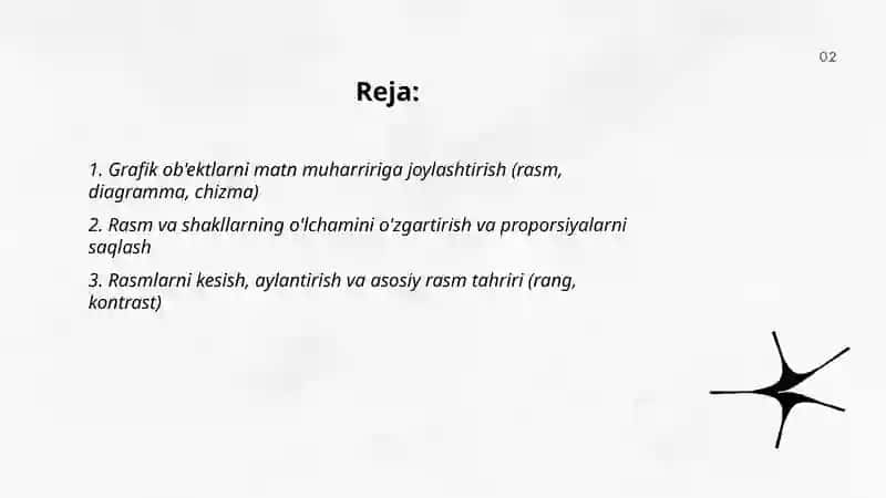 Matn muharriri yordamida grafik ob'ektlar bilan ishlash 2