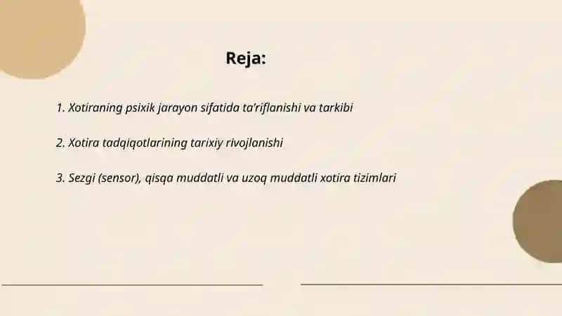 Xotiraning psixik jarayon sifatida oʻrganilishi 2