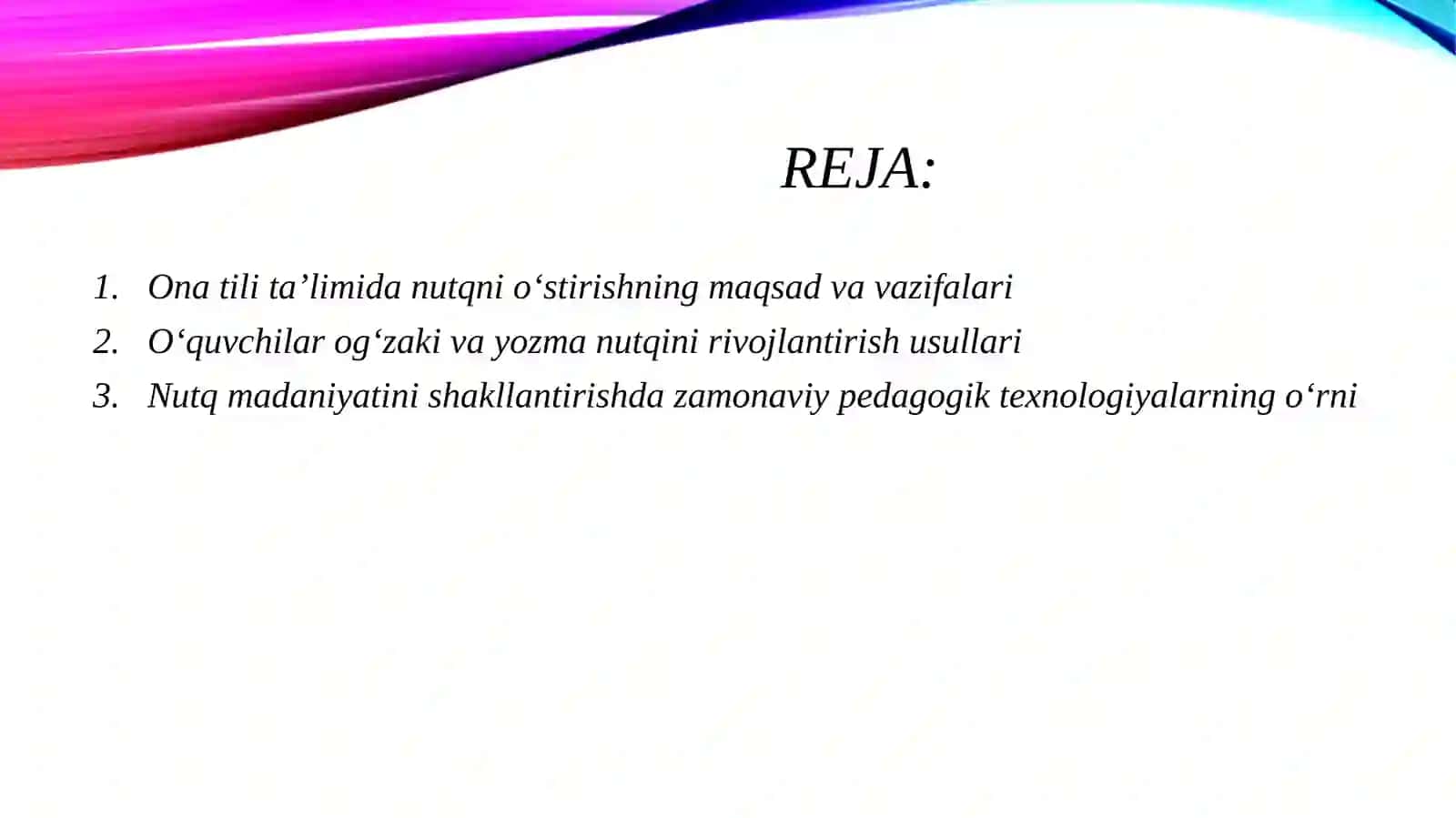 Ona tili ta’limida o‘quvchilar nutqini o‘stirish,bilimini nazorat qilish va baxolash masalalari. 2