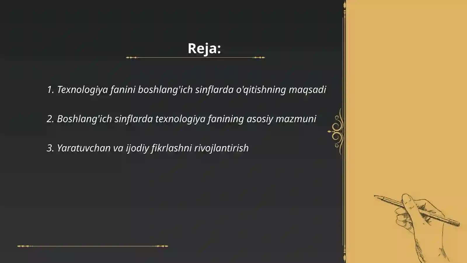 Boshlangʻich sinflarda texnologiya fanini mazmuni maqsadi va vazifalarini oʻrganish va har xil turdagi narsalarni yasashni oʻrgatish 2