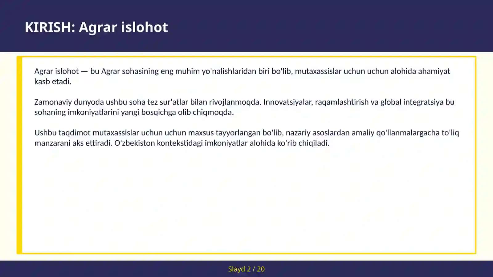 Agrar islohot 2