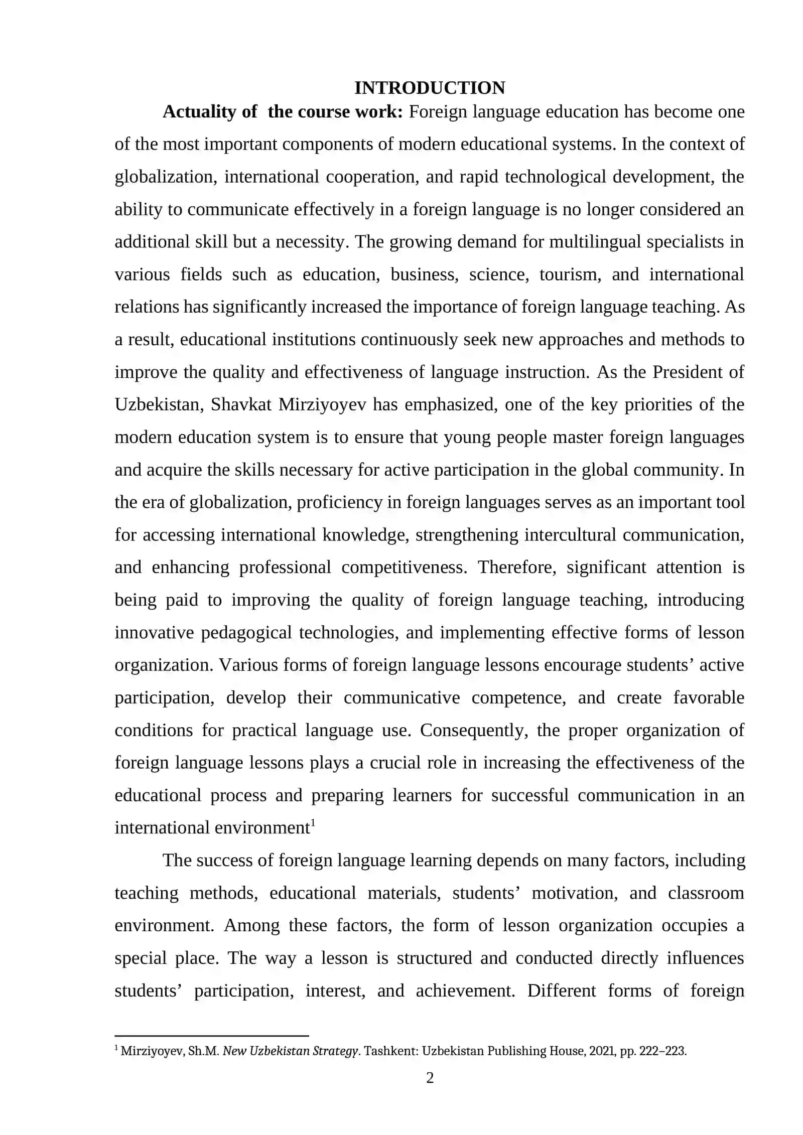 The forms of establishing foreign language lessons 2