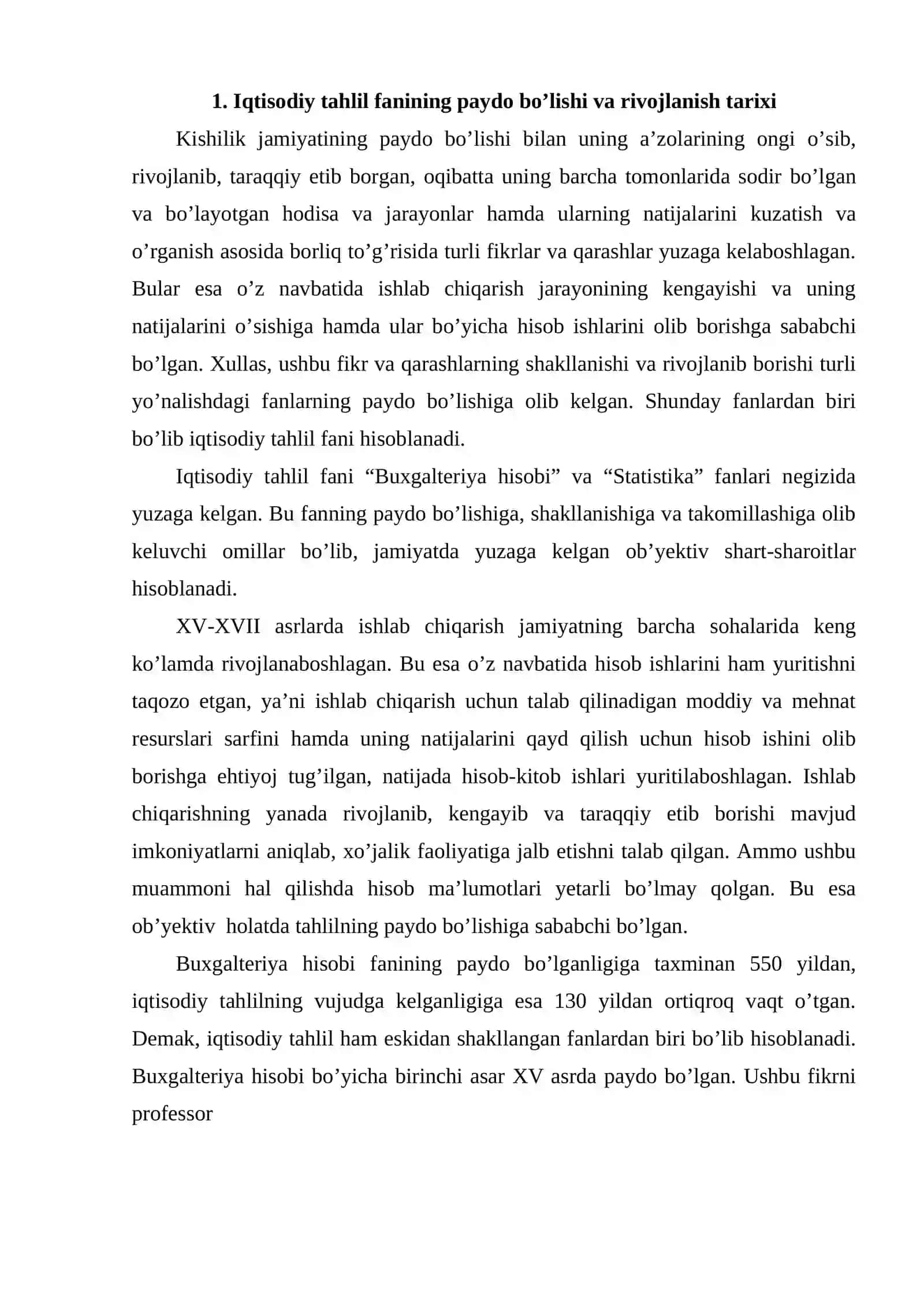 Iqtisodiy tahlil fanining rivojlanish tarixi va xo’jalikni boshqarishdagi o’rni 2