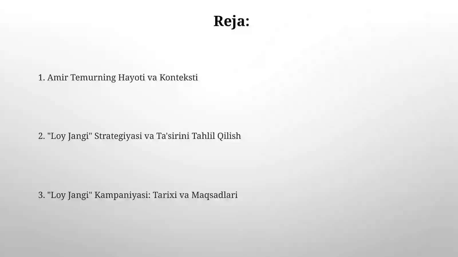 Amir Temur LoyJangihaqida 2