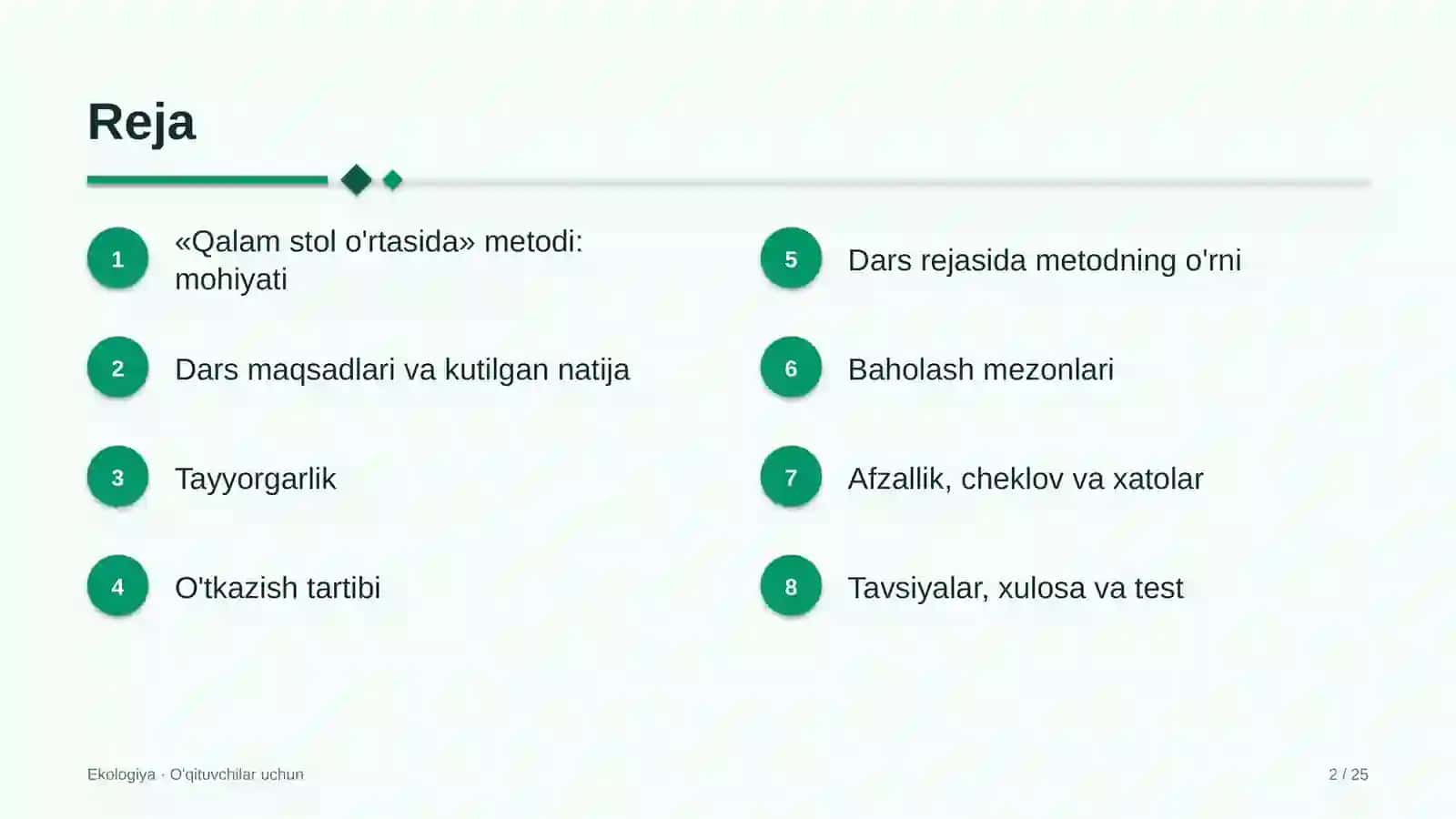 ekologiya darslarida qalam stol o'rtasida metodidan foydalanish 2383 2