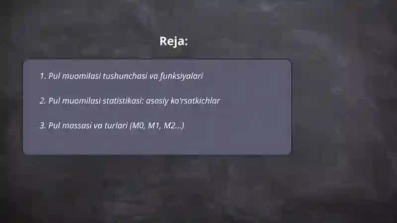 Pul muomilasi va kredit statistikasi 2