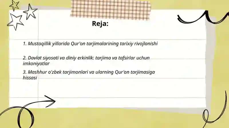 Mustaqillik yillarida Qur'onning oʻzbek tiliga tarjima qilinishi va tafsirlari 2