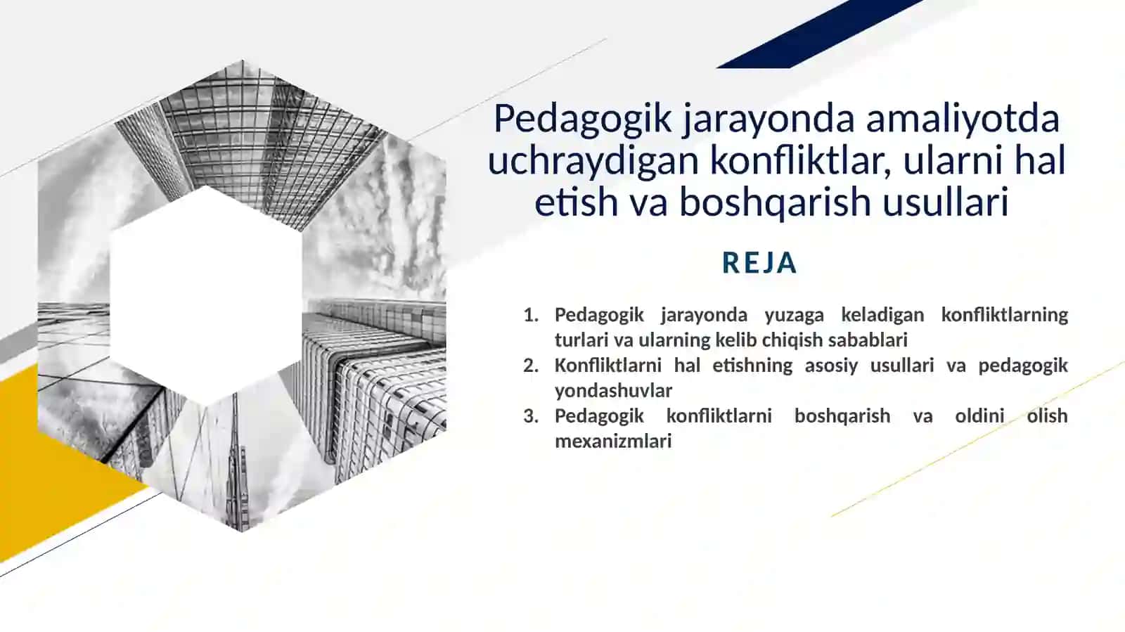 Pedagogik jarayonda amaliyotda uchraydigan konfliktlar, ularni hal etish va boshqarish usullari 2