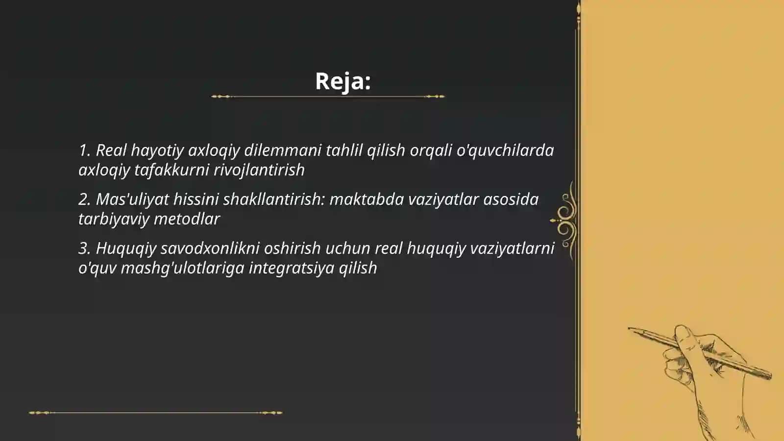 O'quvchilarda axloqiy tafakkur masuliyat va huquqiy savodxonliklarini shakllantirish 2