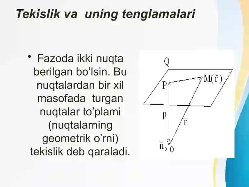 Tekislik va uning tenglamalari 2