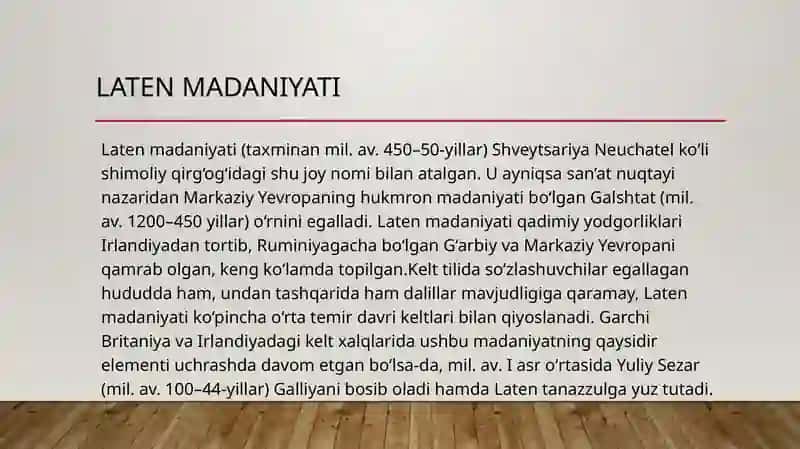 G’arbiy va Markaziy Yevropa arxaik davri arxeologiyasi - Latenmadaniyati 2