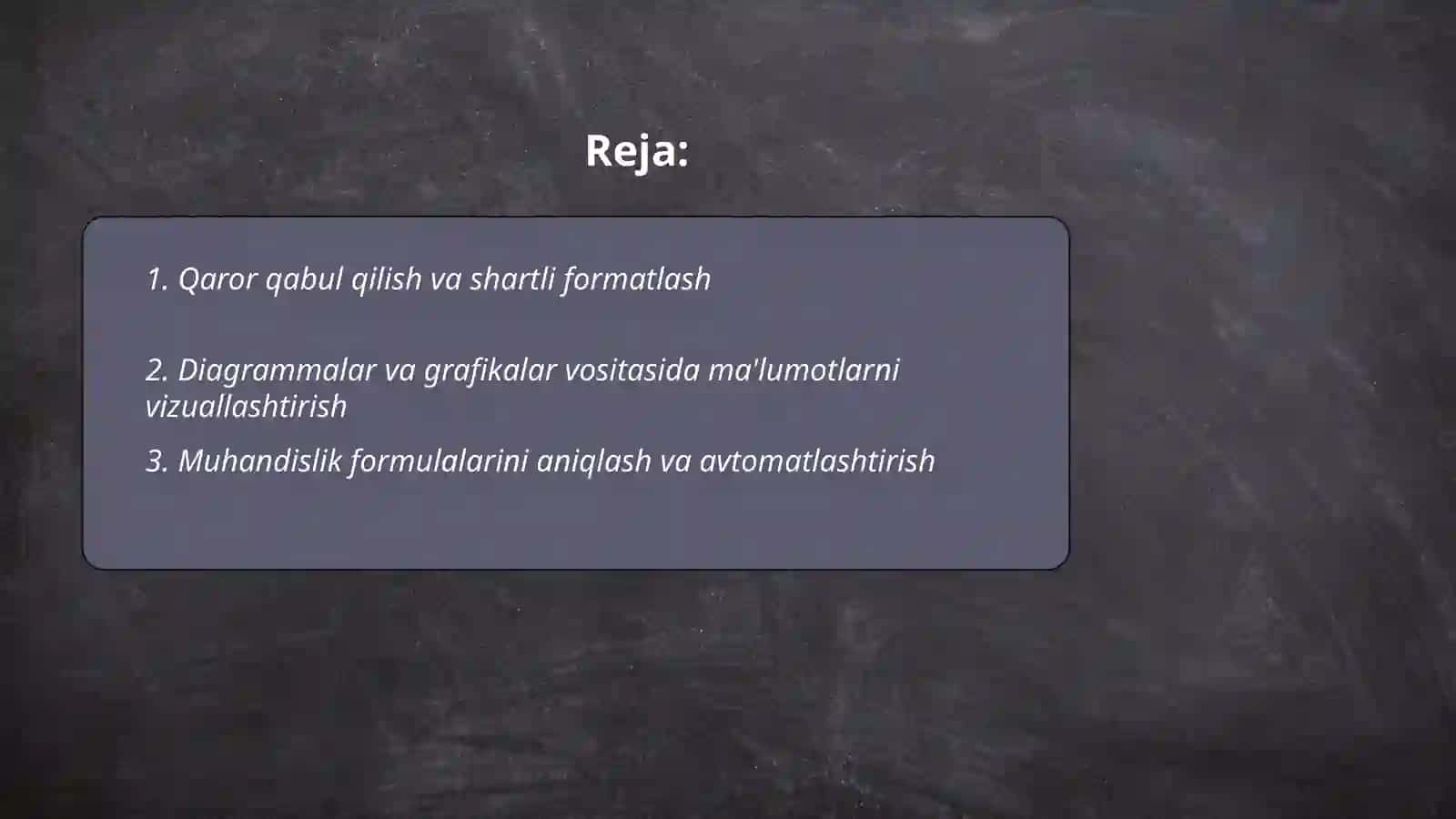 Qaror qabul qilish va shartli formatlash Excel dasturida 2