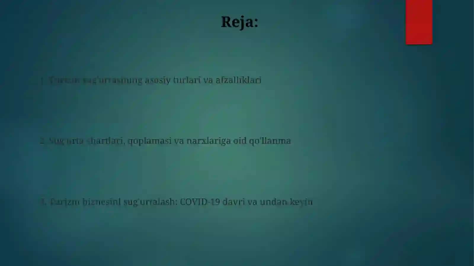 Turizmda sug'urtalash 2