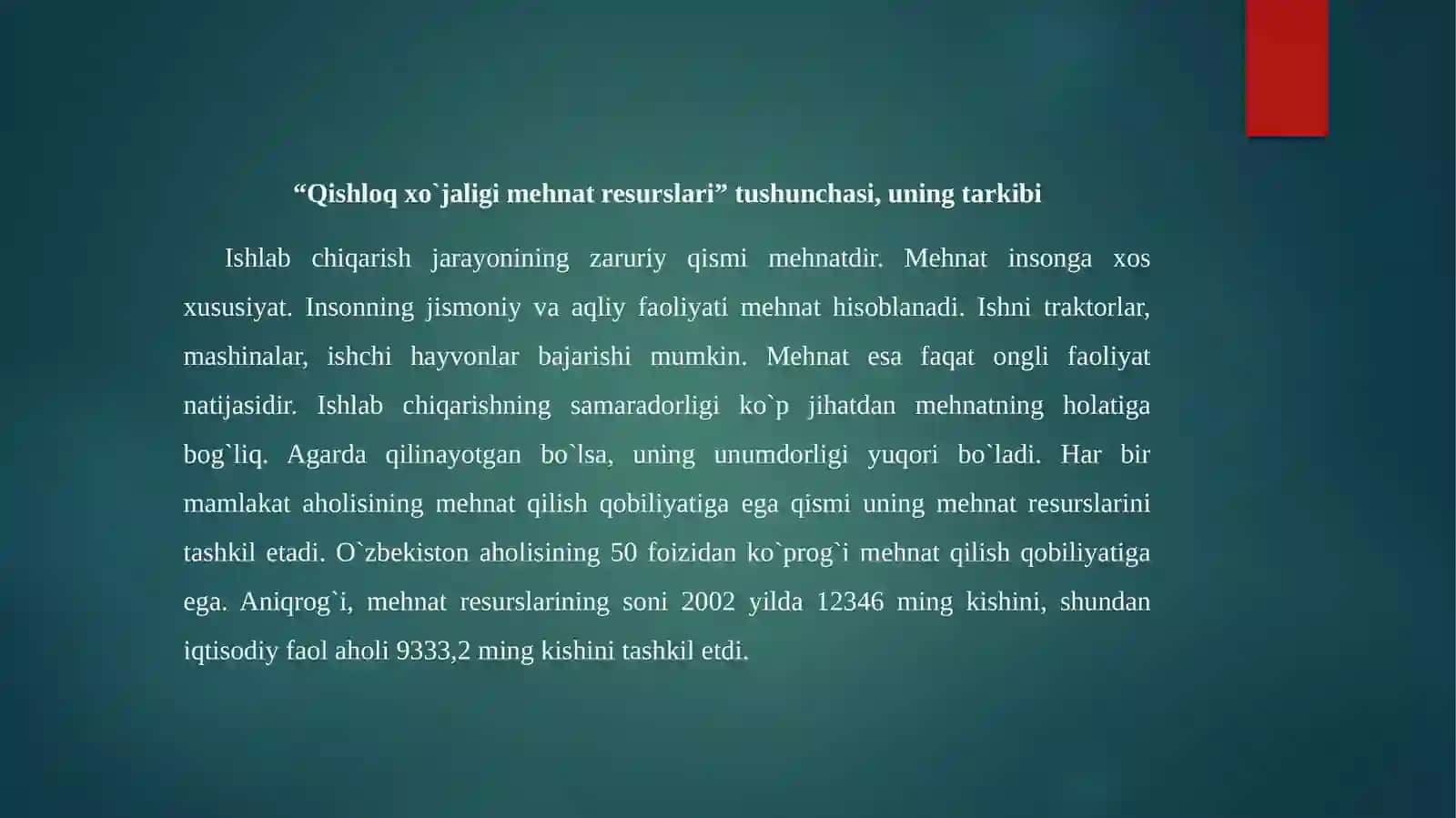 Qishloq xo`jaligi mehnat resurslari 2