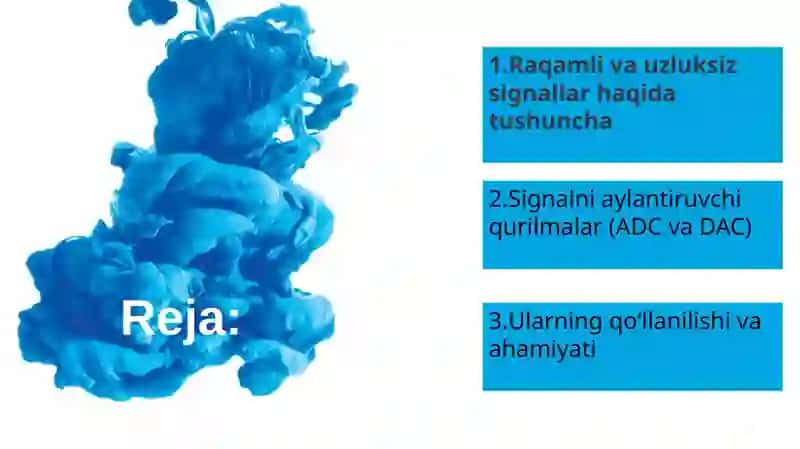 Raqamli signalni uzluksiz signalga va uzluksiz signalni raqamli signalga aylantiruvchi qurilmalar 2