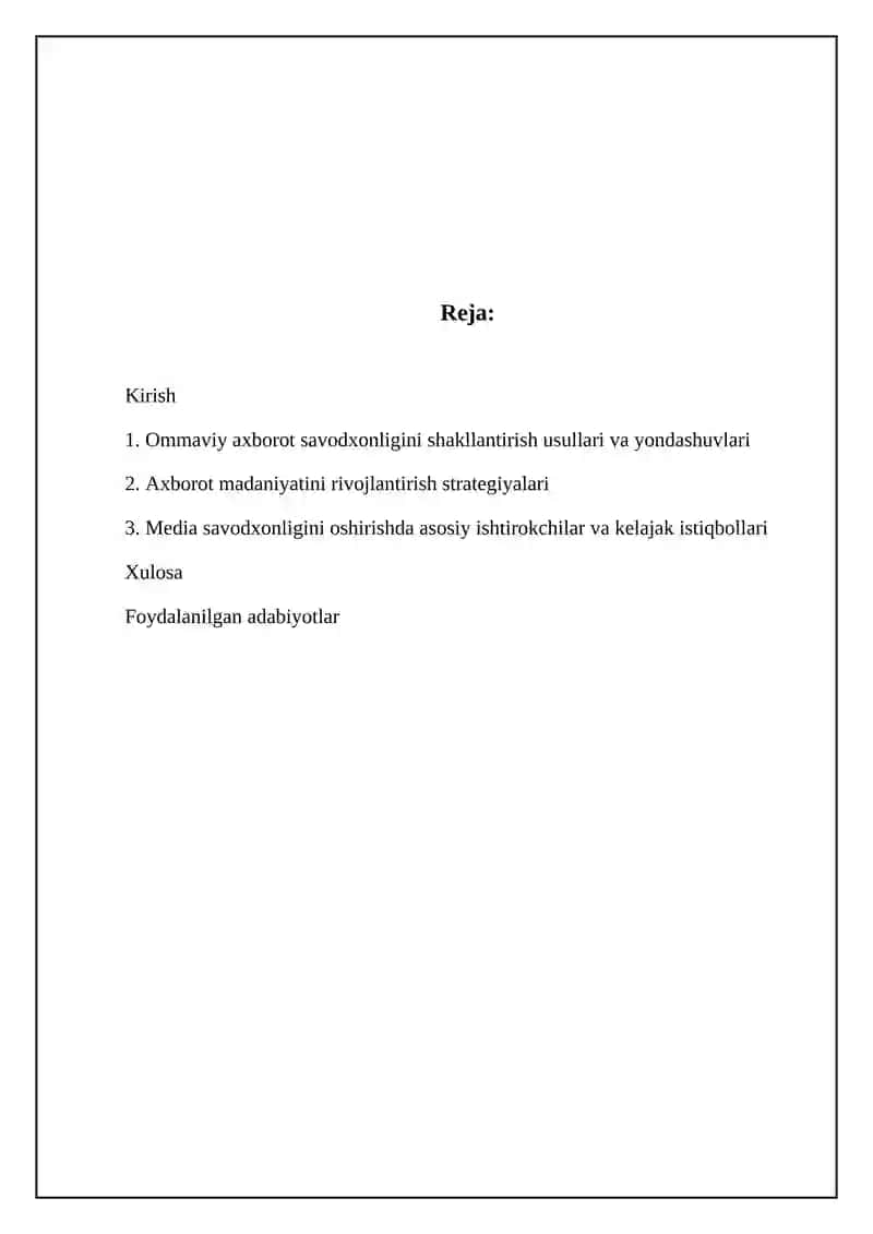 Mediasavodxonlik va axbarot madaniyatini qullash metodlari 2