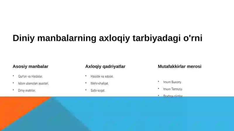 O'zbekiston yoshlarining diniy manbalardagi axloqiy tarbiyaga oid g'oyalarini o'rganishning ahamiyati 2