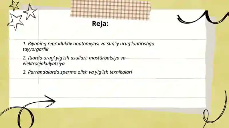 Biya, it va parrandalarni sun'iy urug'lantirish usullari. Sun'iy urug'lantirish hujjatlari 2
