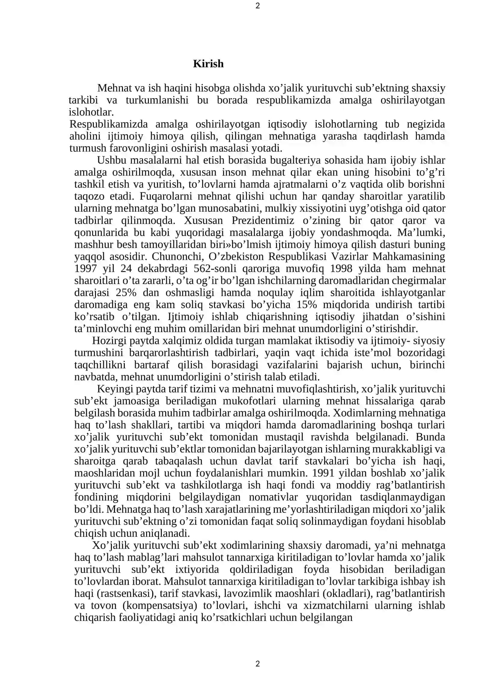 Mehnat haqi bo’yicha xodimlar bilan hisob kitob va ularning buxgalteriya hisobi 2
