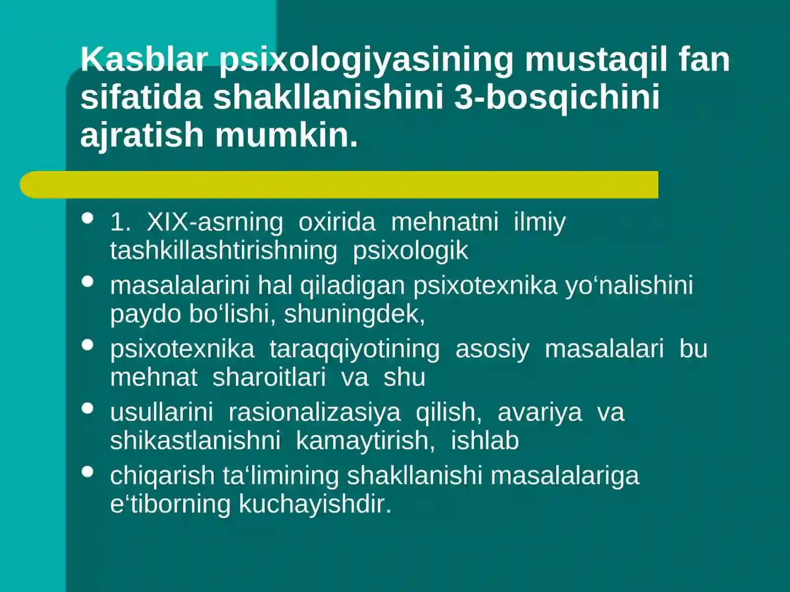 Kasbiy psixologiya rivojlanish tarixi 2