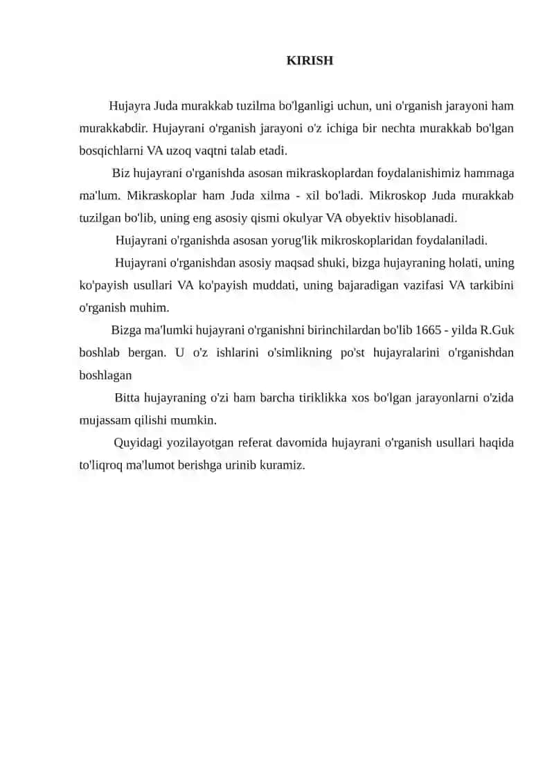 HUJAYRANI O’RGANISH USULLARI 2