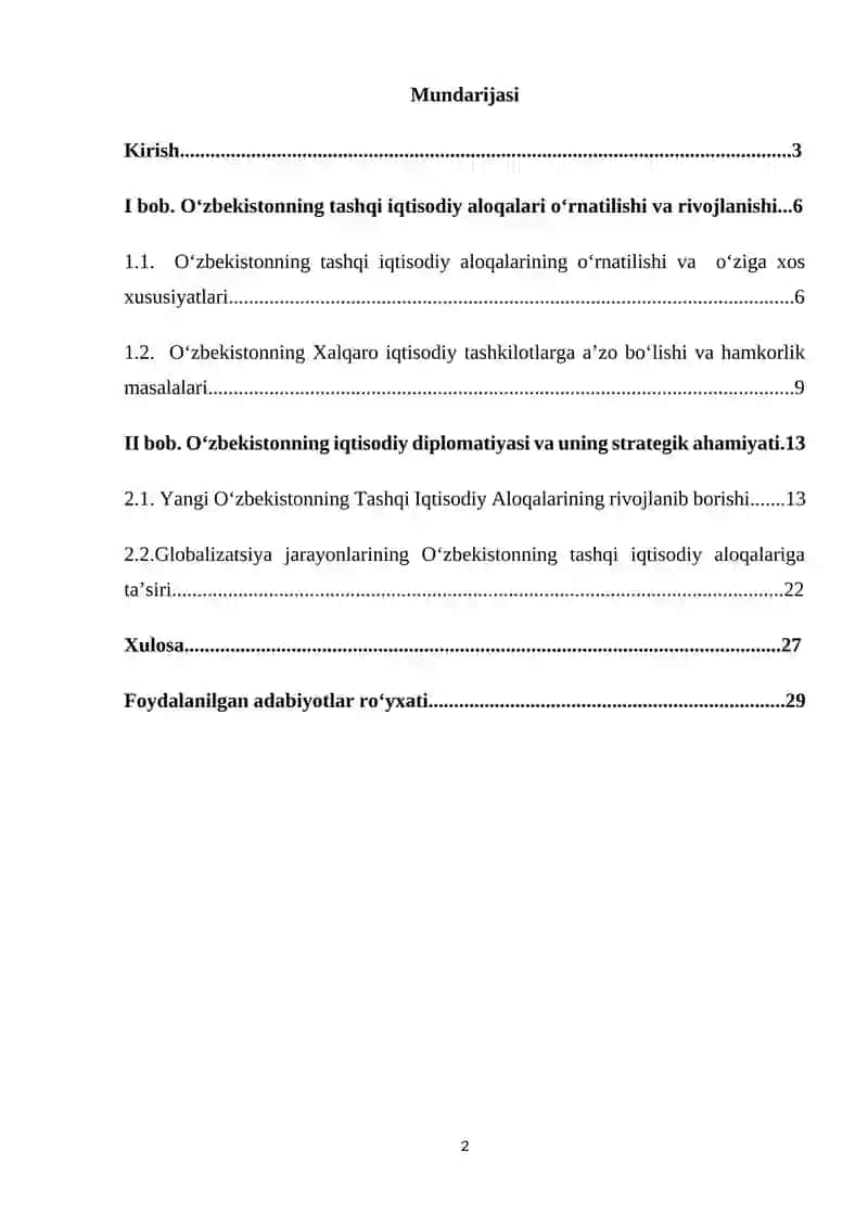 O‘zbekistonning tashqi iqtisodiy aloqalarining o‘rnatilishi va o‘ziga xos xususiyatlari 2