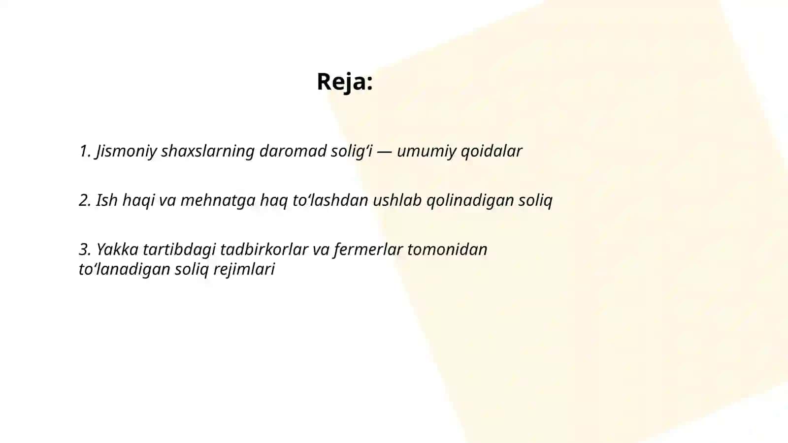 Jismoniy shaxslarni va ularning ayrim toifalari tomonidan toʻlanadigan soliq 2