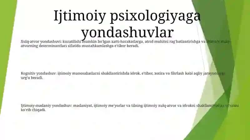 Sotsial Psixologiyaning Asosiy Yònalishlari 2