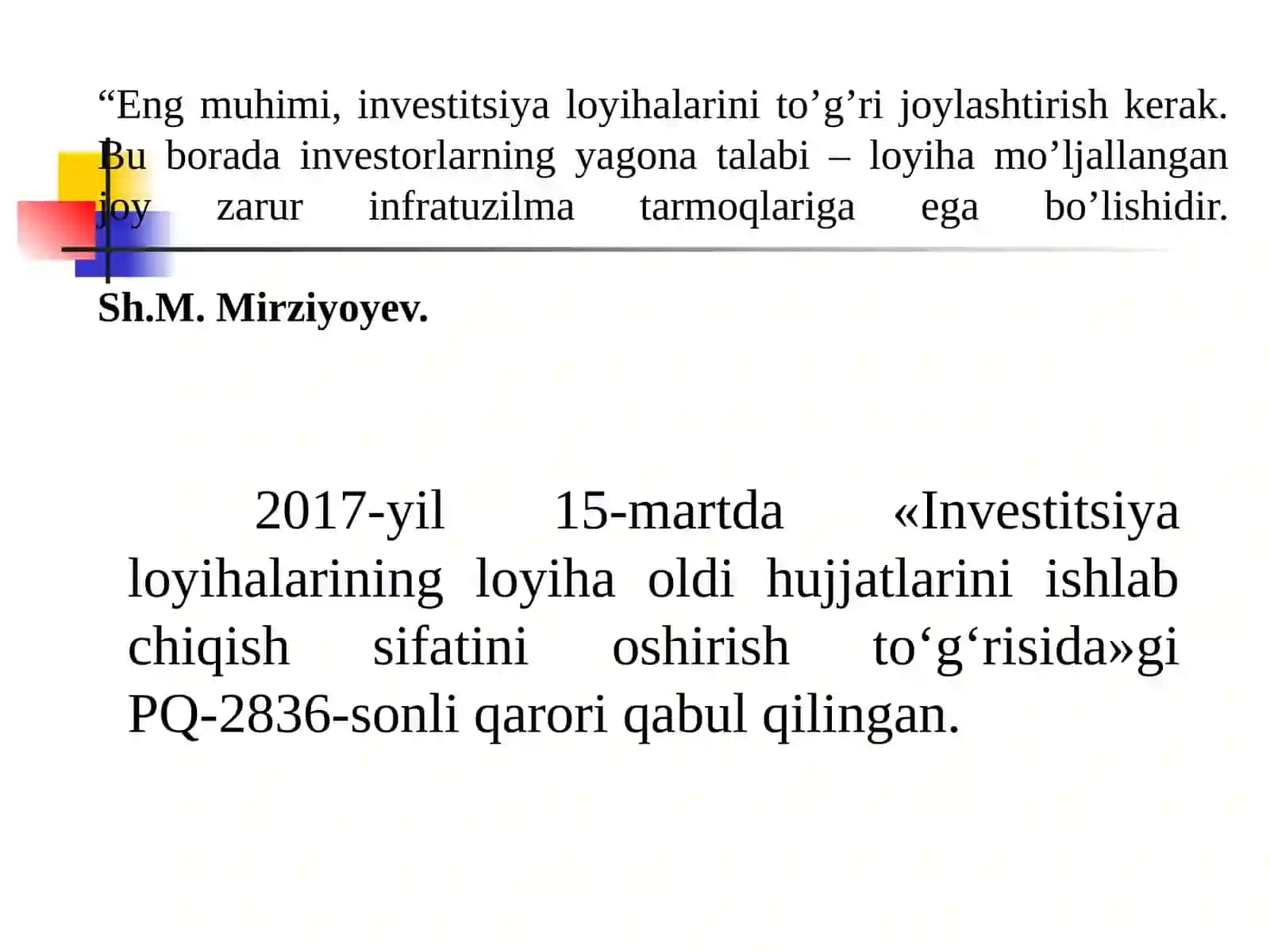 INVESTITSIYA LОYIHALARINI TAYYORLASH 2
