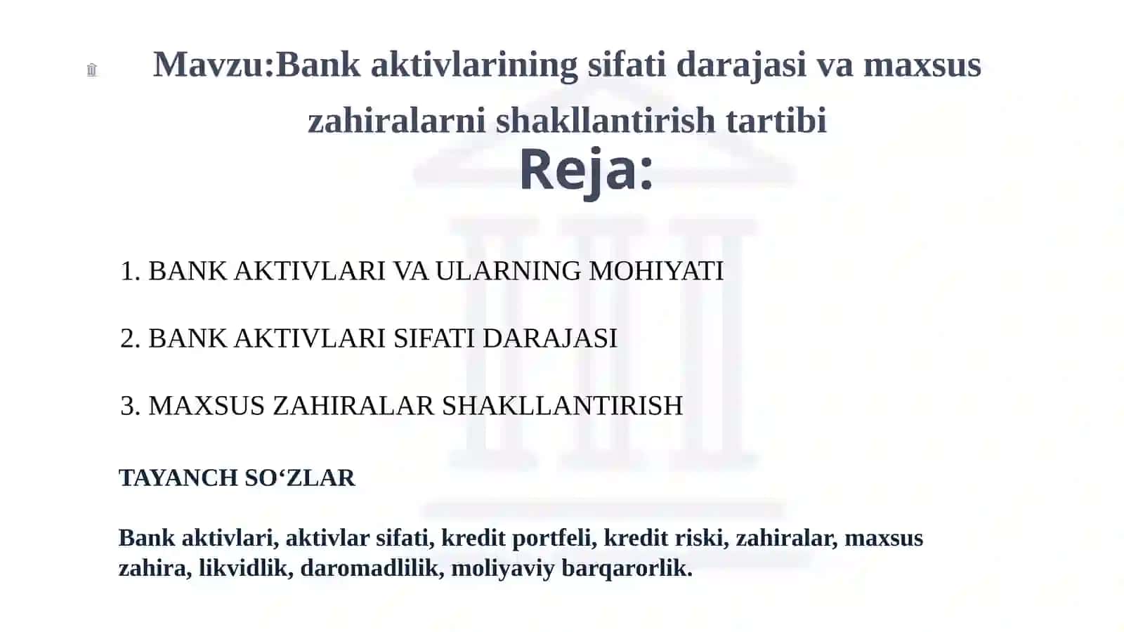 Bank aktivlarining sifati darajasi va maxsus zahiralarini shakllantirish tartibi 2