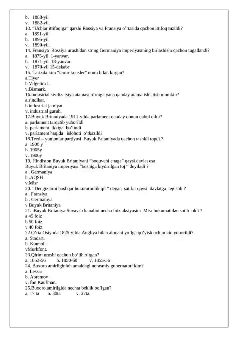 9-sinf tarixdan test savollari 2