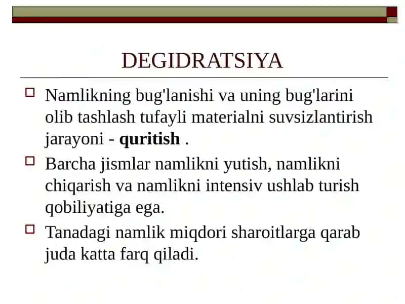 Quritish va Deyidratsiya 2