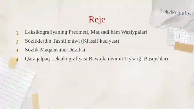 Leksikografiya (Qaraqalpaq tilinde) 2