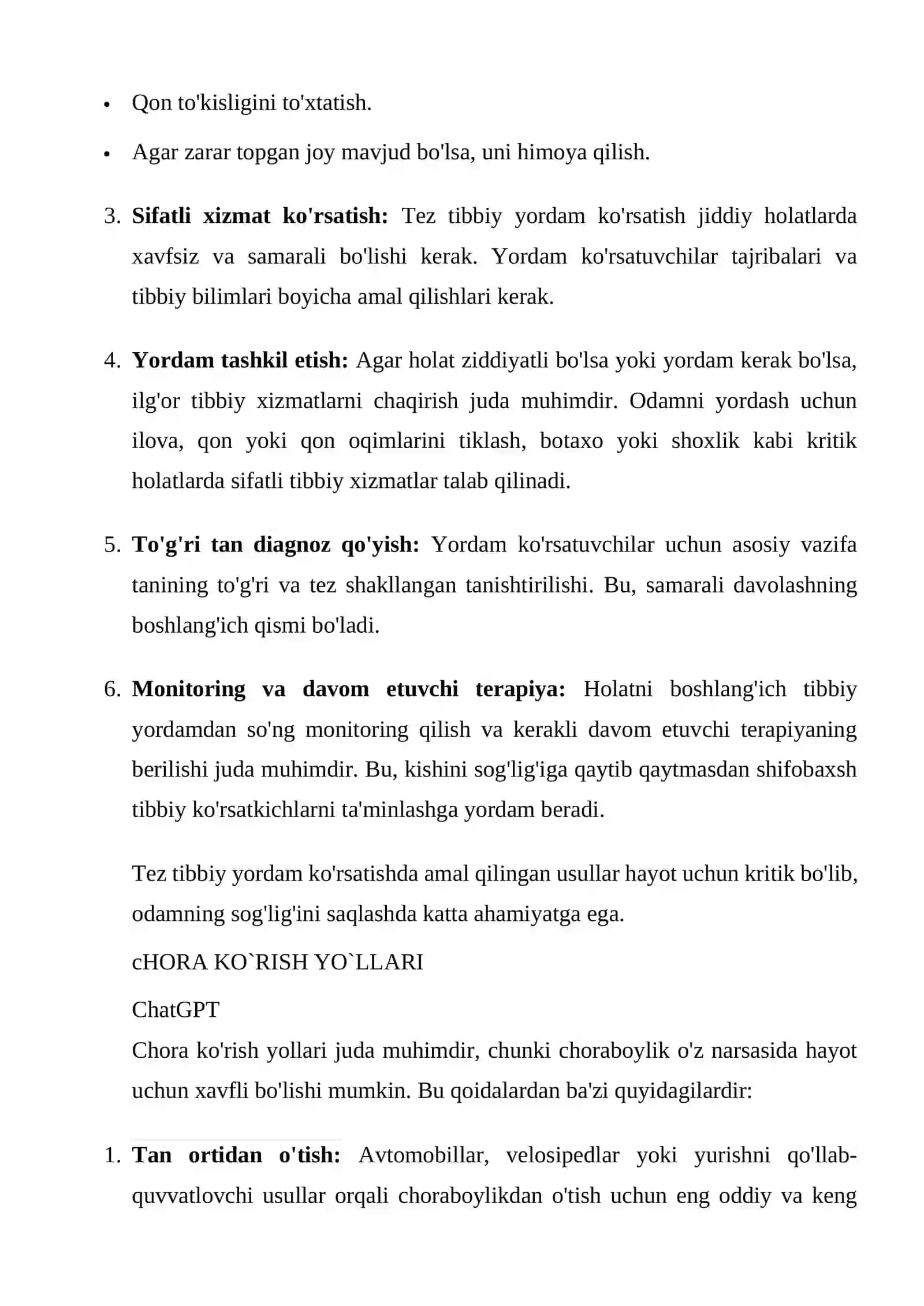Odamga tez tibbiy yordam ko`rsatish usullari 2