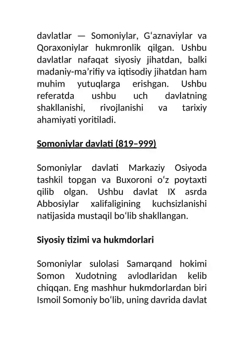 O’ZBEKISTON DAVLATCHILIK TARIXI 2