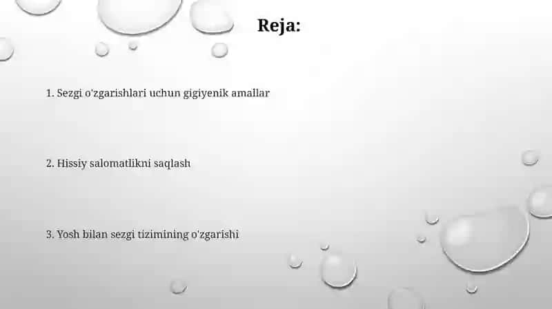 Sensor tizimining yosh oid fiziologiyasi va gigiyenasi 2