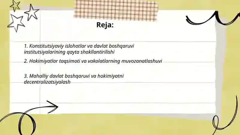 Konstitutsiyaviy islohotlar va davlat boshqaruvi institutsiyalarining qayta shakllantirilishi 2