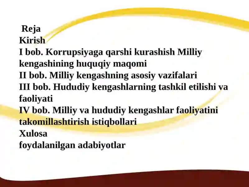 Korrupsiyaga qarshi kurashish Milliy kengashi va uning hududiy kengashlari 2