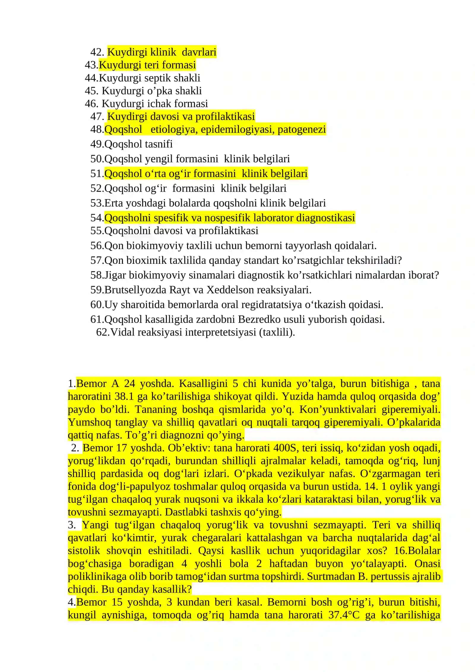 5 kurs Davolash va Kasb ta’limi fakulteti talabalari uchun - 2 – chi oraliq nazorat savollari 2